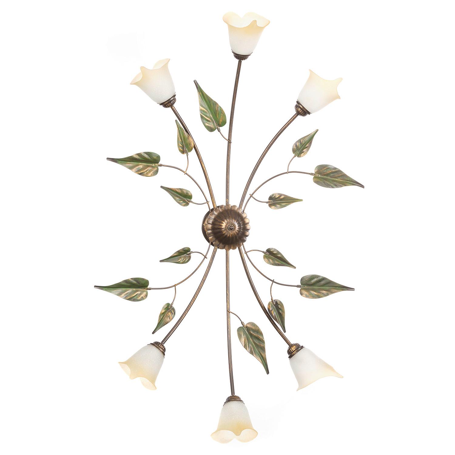 Deckenleuchte Miranda Bronze/Olivgün max. 6 Watt - Bronzefarben/Olivgrün, ROMANTIK / LANDHAUS, Glas/Metall (65/40/125cm)