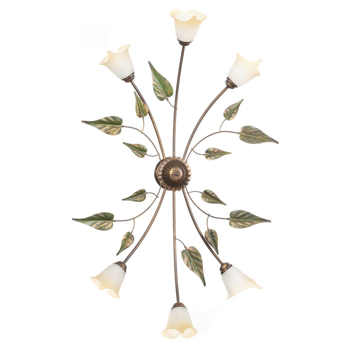 Deckenleuchte Miranda Bronze/Olivgün max. 6 Watt - Bronzefarben/Olivgrün, ROMANTIK / LANDHAUS, Glas/Metall (65/40/125cm)