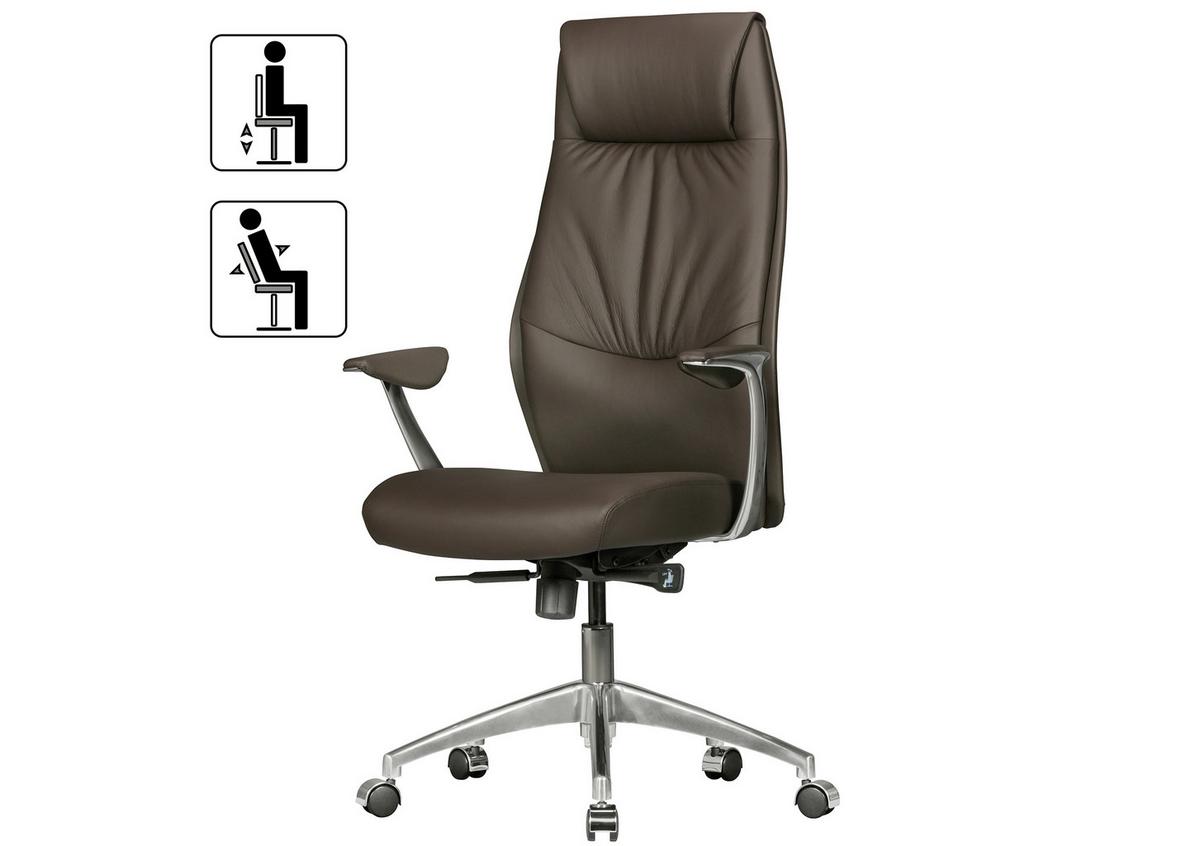 Pisarniški Stol Oxford 1 - srebrne barve/rjava, Moderno, kovina/umetna masa (67/117/58cm) - MID.YOU