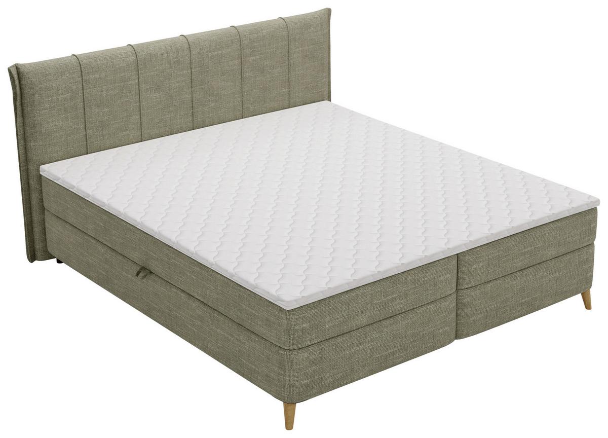 Boxbett Veloria Grün ca. 180x200cm - Schwarz/Grün, KONVENTIONELL, Textil/Metall (180/200cm) - Based