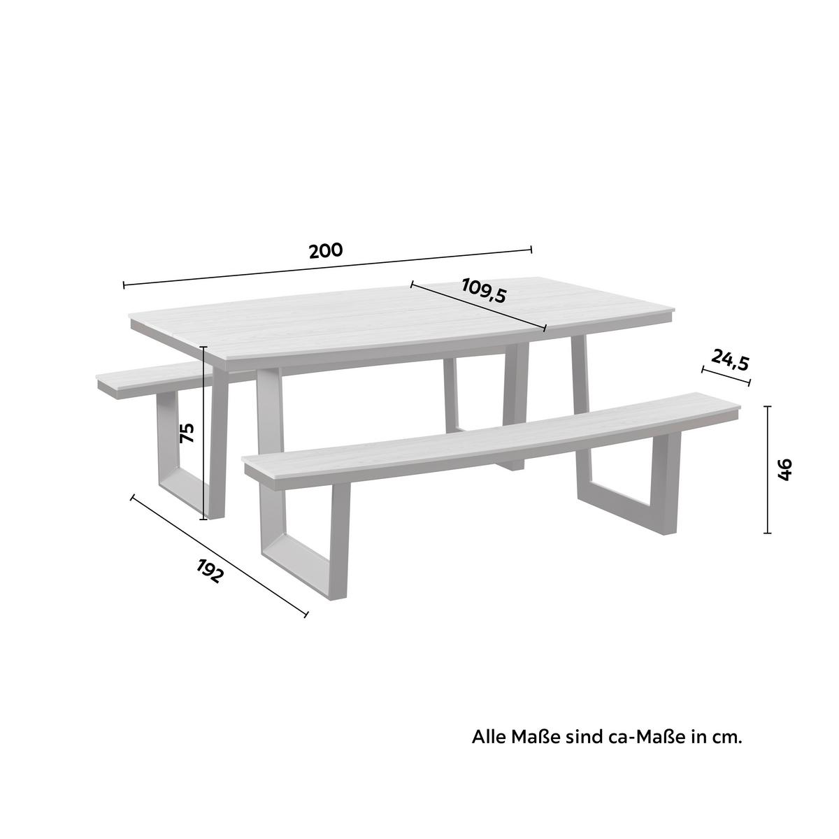 Vrtna Garnitura Manuel, Naravne Barve - naravne barve/antracit, Moderno, kovina/umetna masa (200/109,5/75cm)