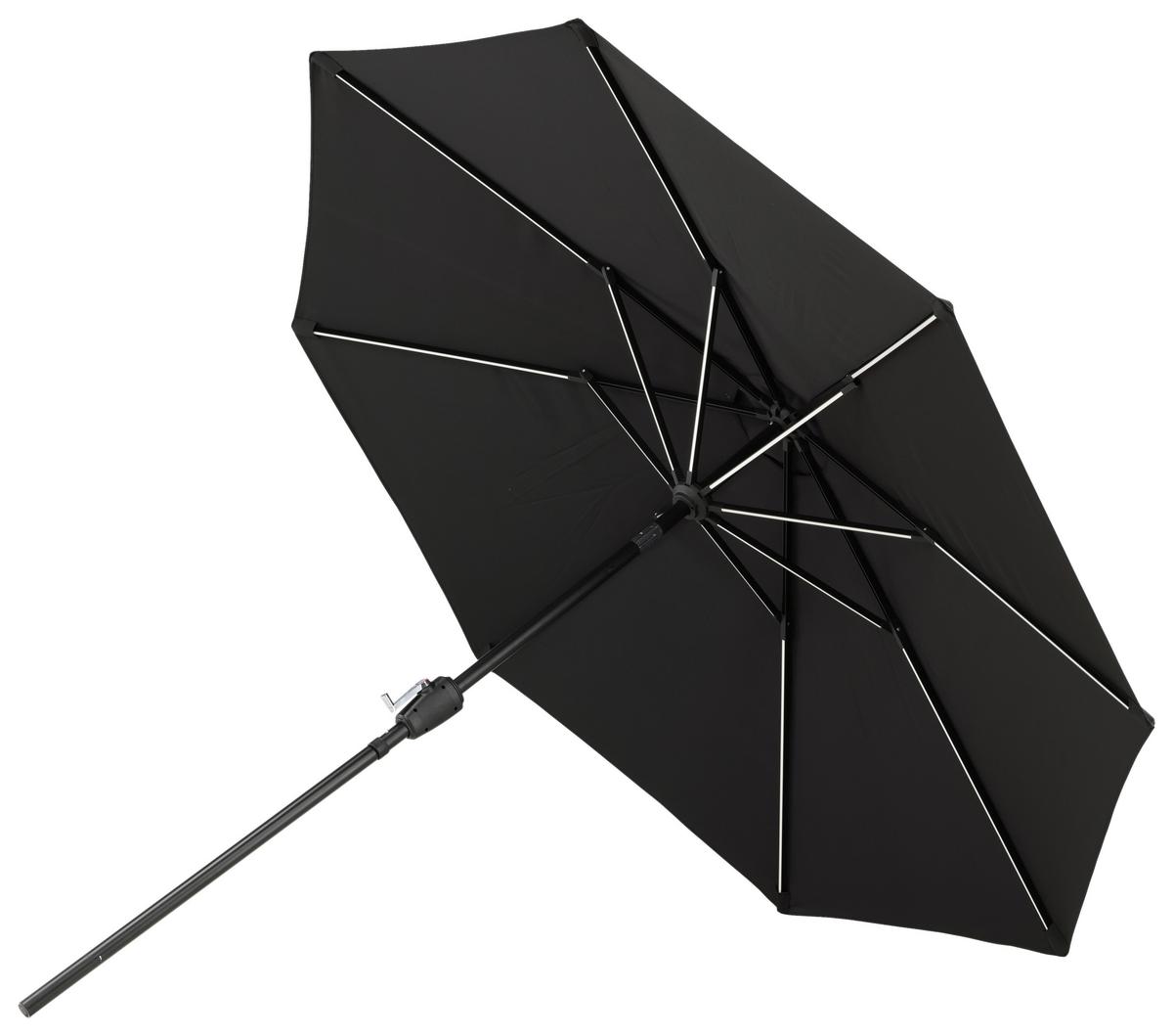 Sonnenschirm Sabal m. LED ca. 270x241 cm Schwarz Solar - Schwarz, KONVENTIONELL (270/241/270cm) - Gardenson