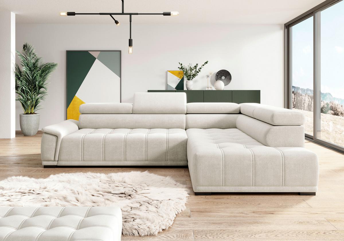 Kutna Garnitura Gremio - boje pijeska/crna, Moderno, tekstil/plastika (283/106cm) - Modern Living