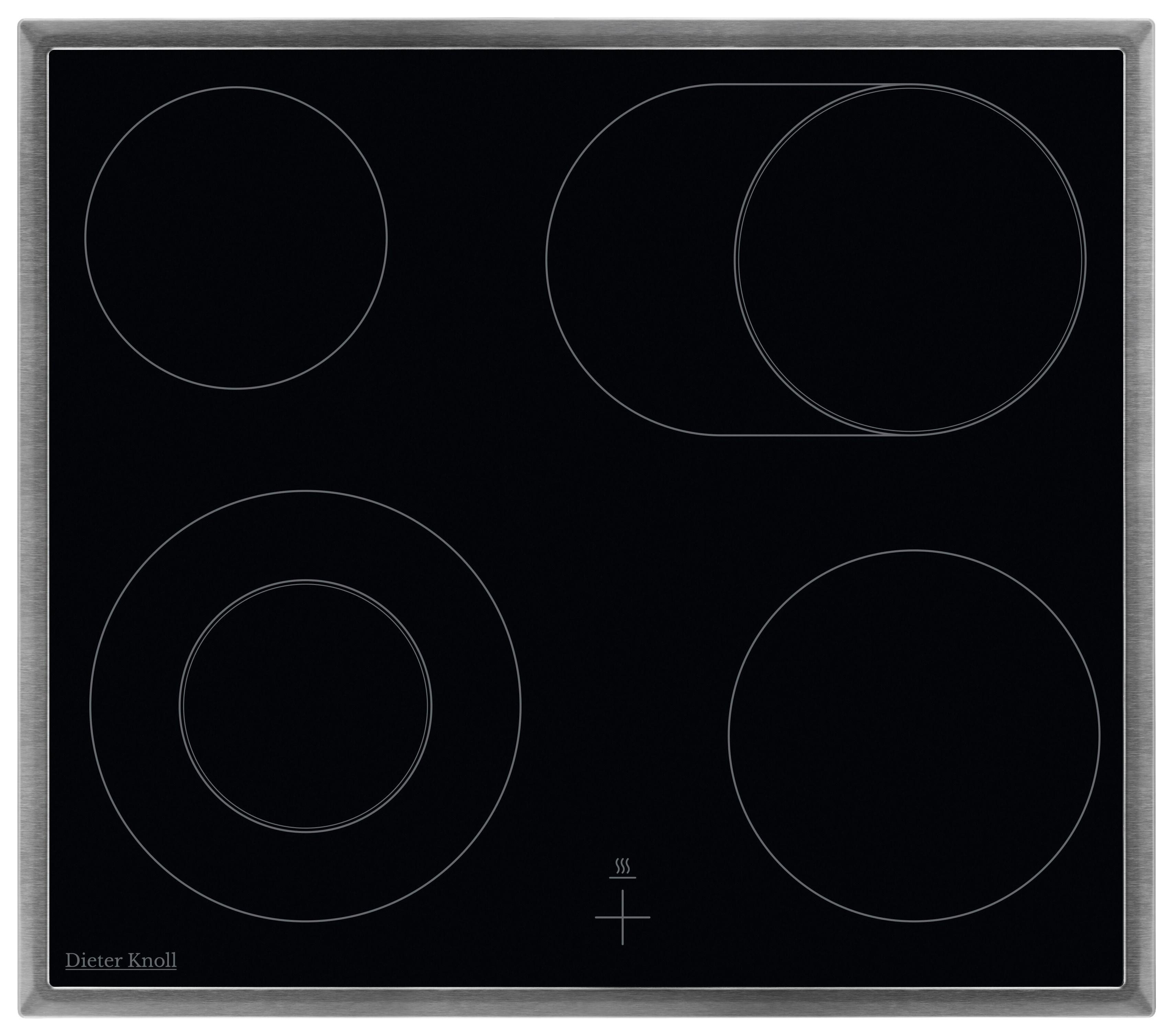 Glaskeramikkochfeld DKEV6047XB Schwarz/Edelstahlfarben - Edelstahlfarben/Schwarz, Basics, Glas/Metall (57,6/3,8/50,6cm) - Dieter Knoll