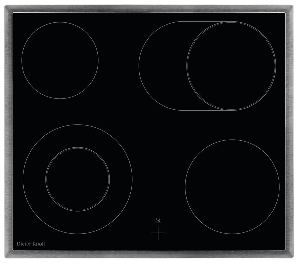 Glaskeramikkochfeld DKEV6047XB Schwarz/Edelstahlfarben - Edelstahlfarben/Schwarz, Basics, Glas/Metall (57,6/3,8/50,6cm) - Dieter Knoll