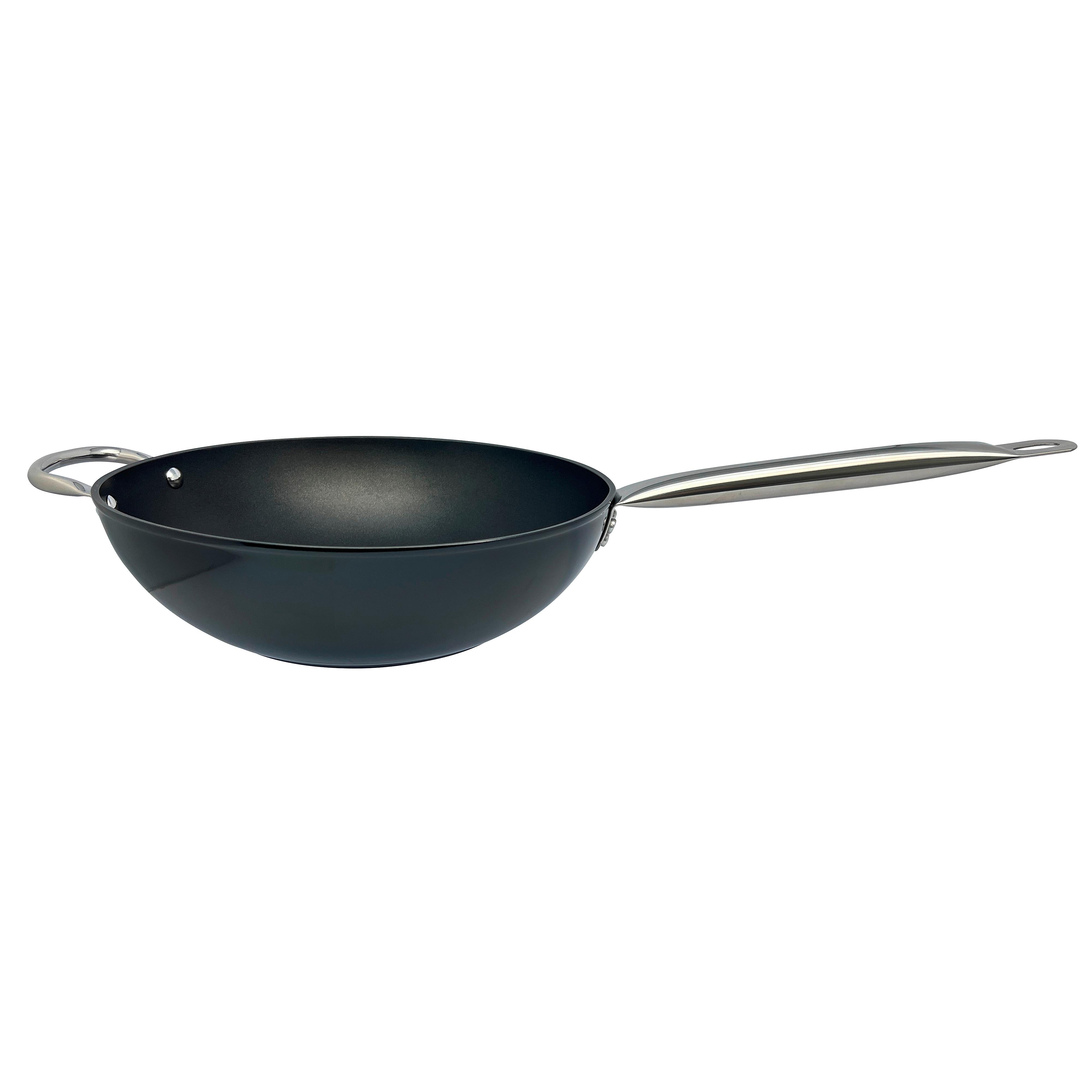 Wokpfanne Classic Ø ca. 30cm - Silberfarben/Schwarz, KONVENTIONELL, Metall (30/9cm) - Mömax
