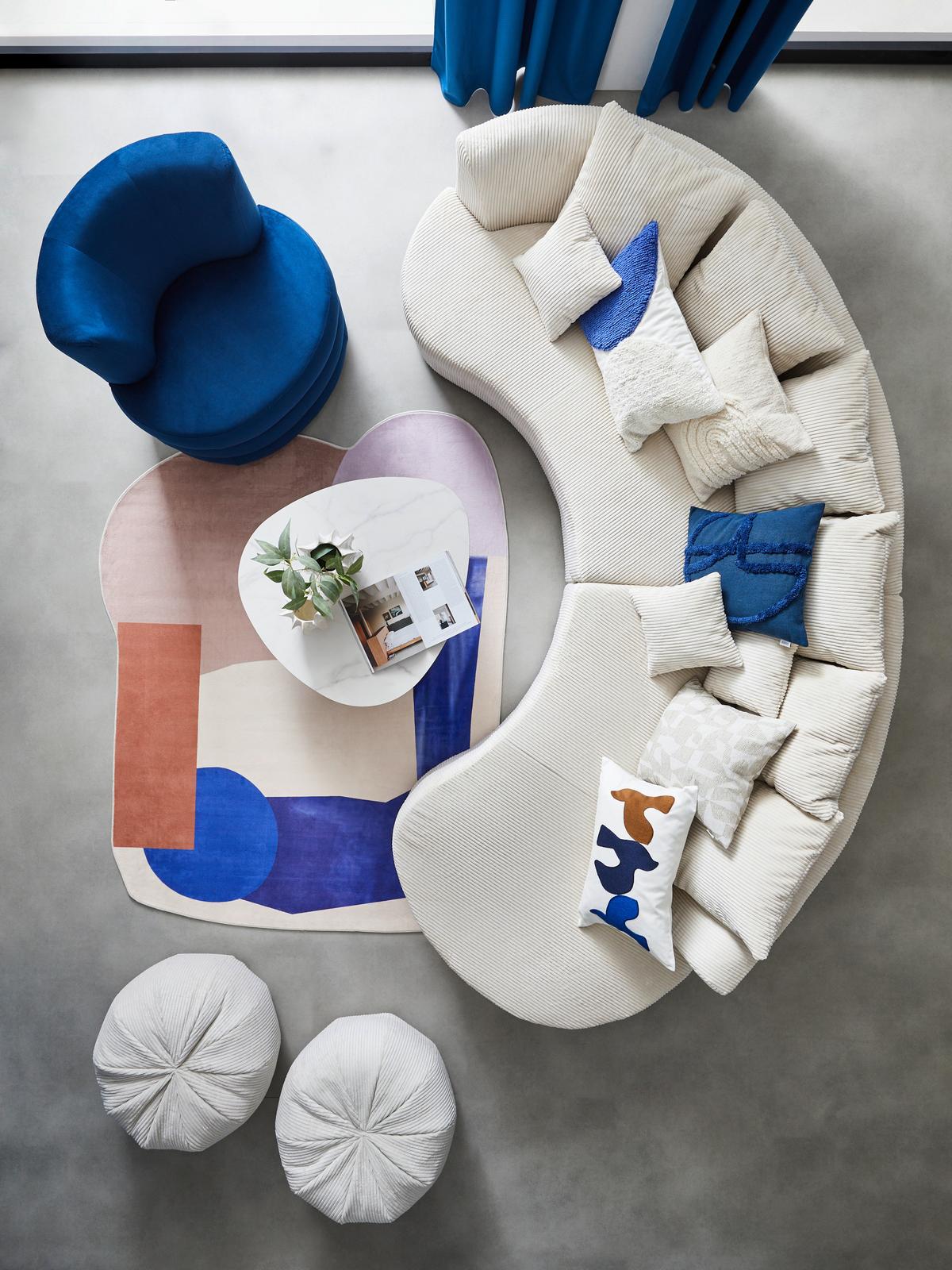 Wohnlandschaft Limoncello m. Hocker ca.300x160cm Beige Cord - Beige/Schwarz, Design, Kunststoff/Textil (300/160cm) - Livetastic