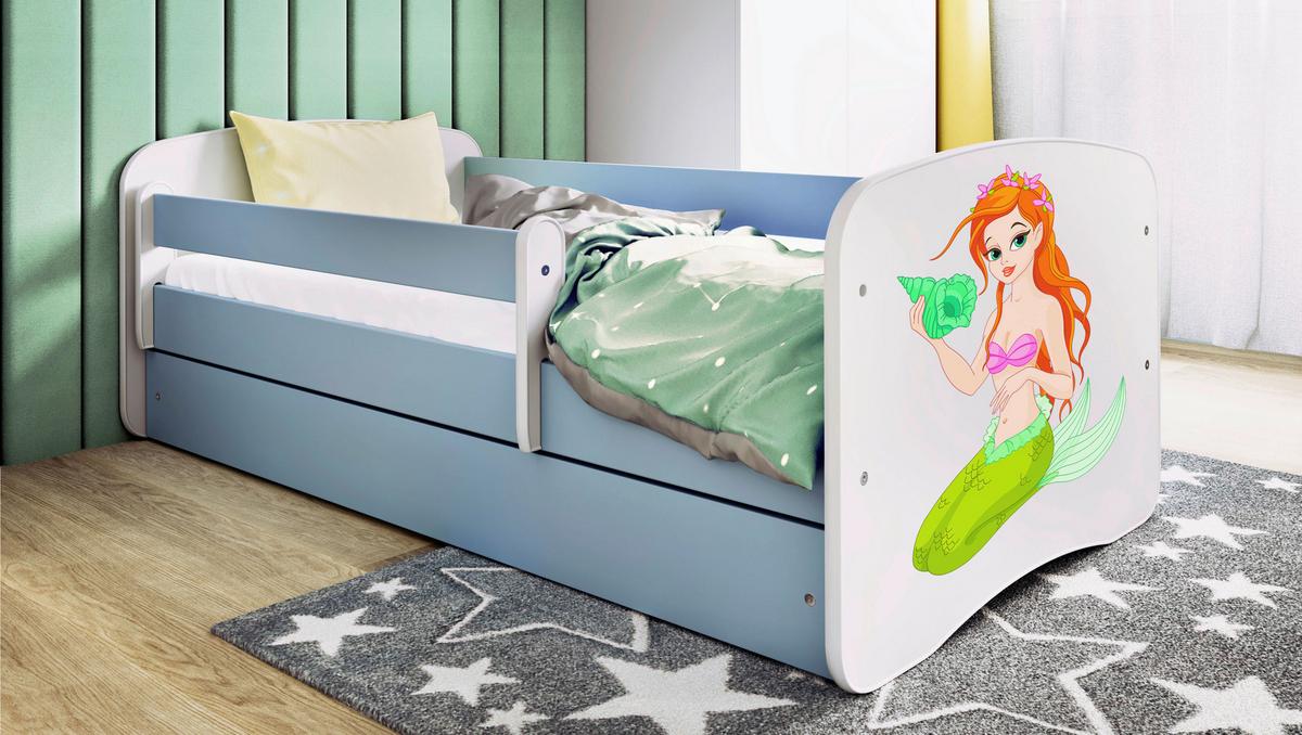 Otroška Postelja Babydreams, Bela, Modra, 80x160cm - modra/bela, Moderno, tekstil/leseni material (80/160cm) - MID.YOU