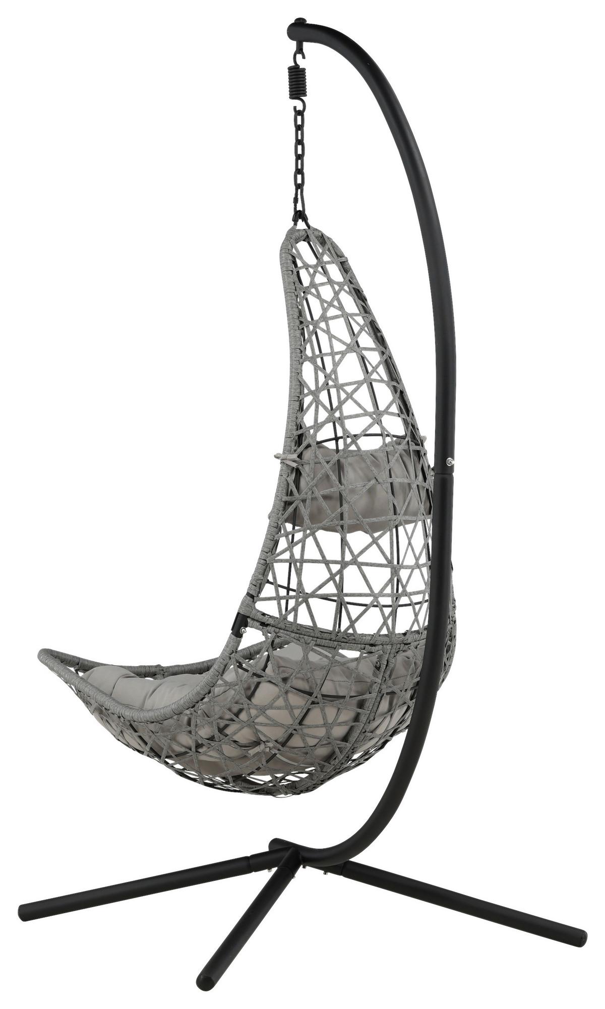 Hängesessel Edinburgh ca. 132x205x130cm Grau/Schwarz - Schwarz/Grau, KONVENTIONELL, Kunststoff (132/205/130cm) - Gardenson