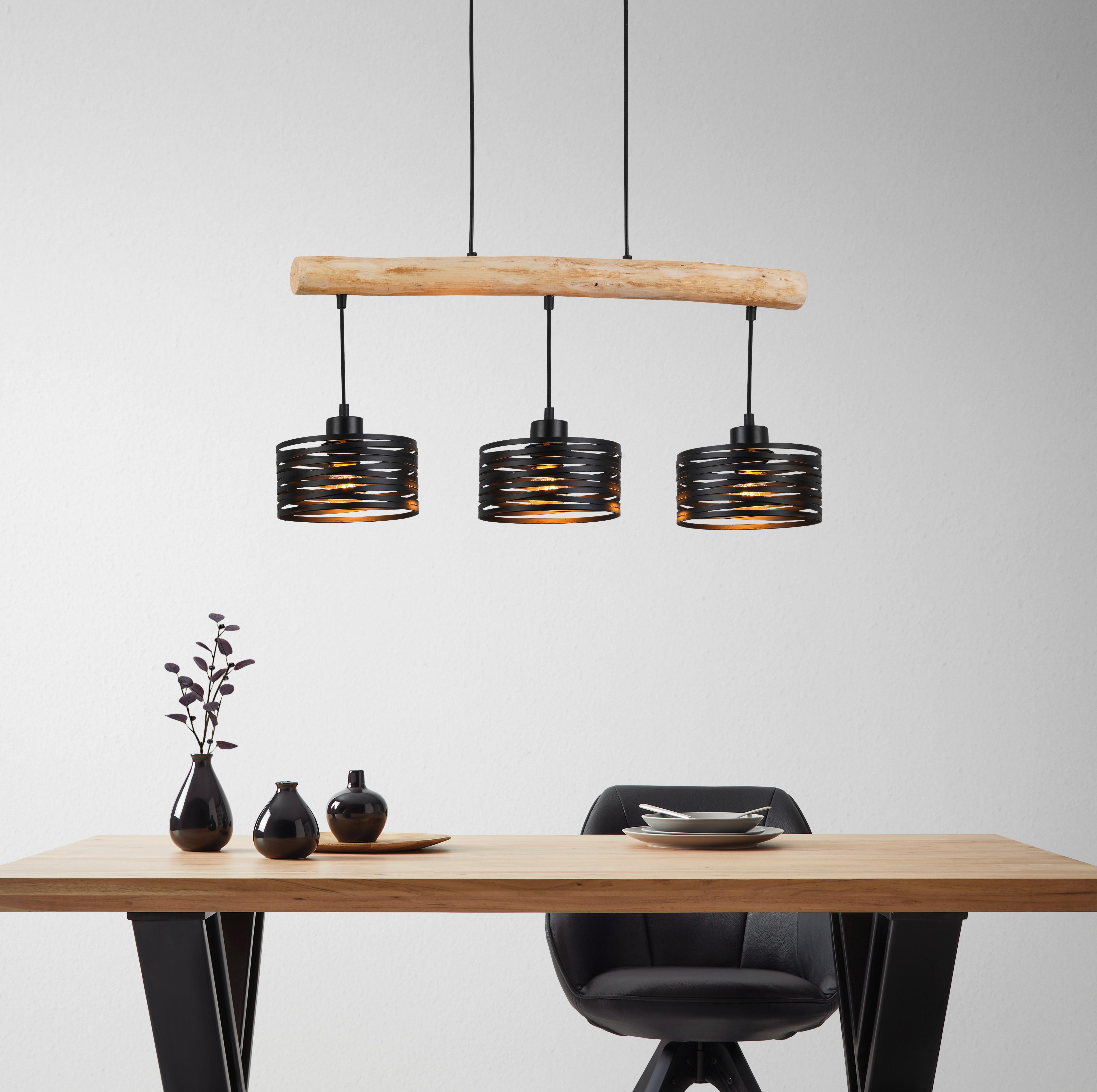 Hängeleuchte Guiseppe in Schwarz max. 40 Watt - LIFESTYLE, Holz/Metall (70/17/120cm) - Mömax