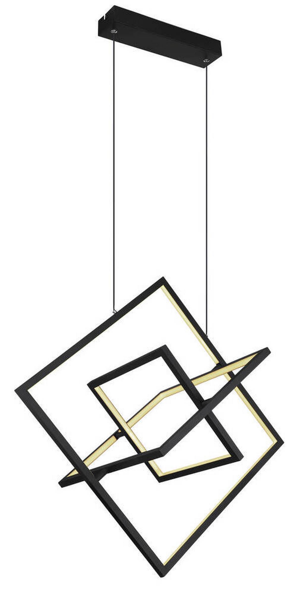 Viseča Led-svetilka Wolfhard, S Sijalko - črna/opal, Design, kovina/umetna masa (70,7/50/150cm) - Globo