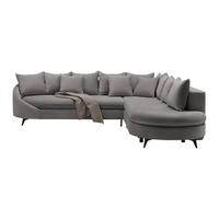 Ecksofa Graphitfarben - Schwarz/Graphitfarben, Modern, Textil/Metall (291/250cm) - Mömax
