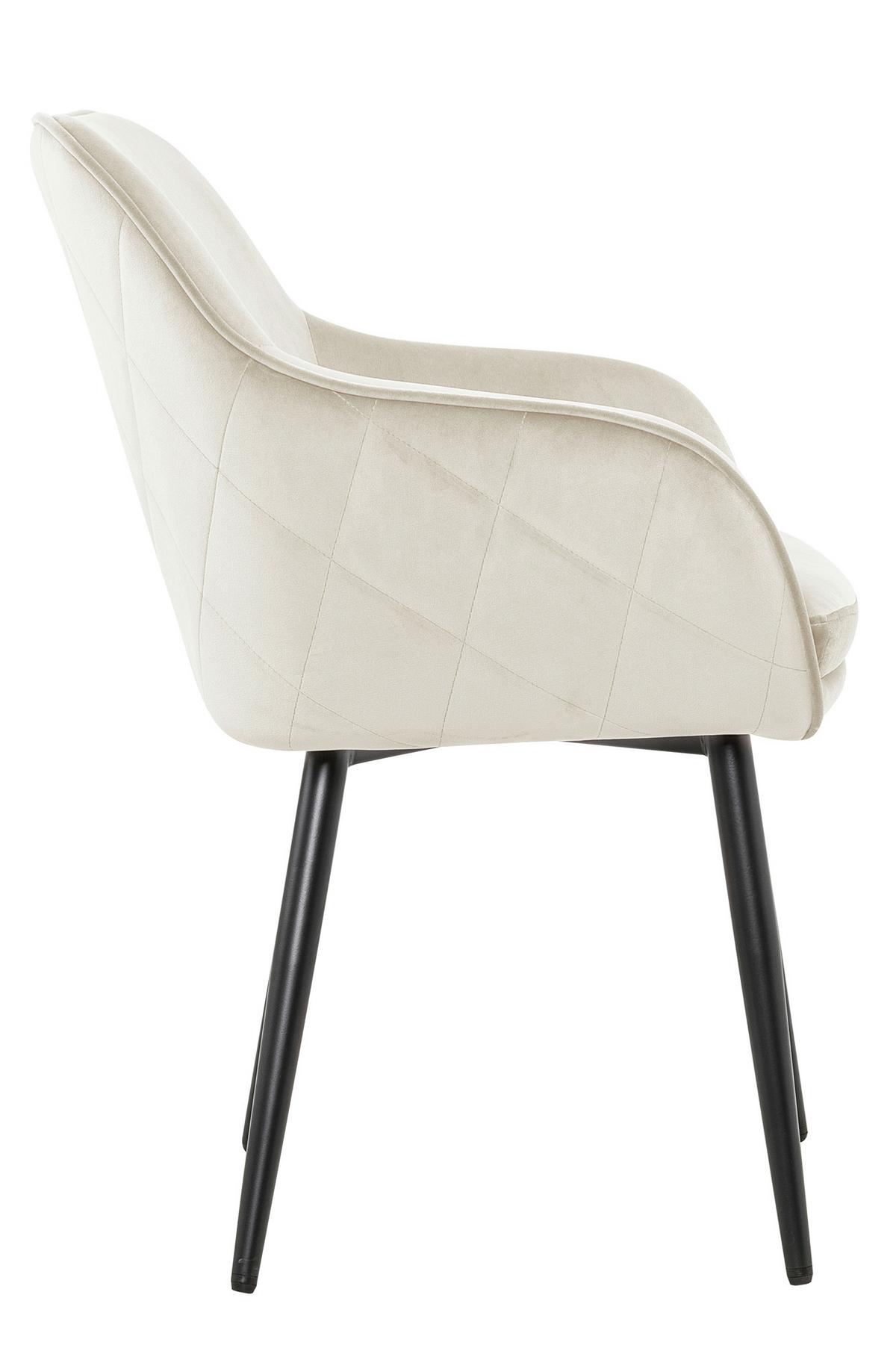 Naslanjač Samt, Krem Barva - črna/krem barve, Moderno, kovina/tekstil (61/85/60cm) - Livetastic