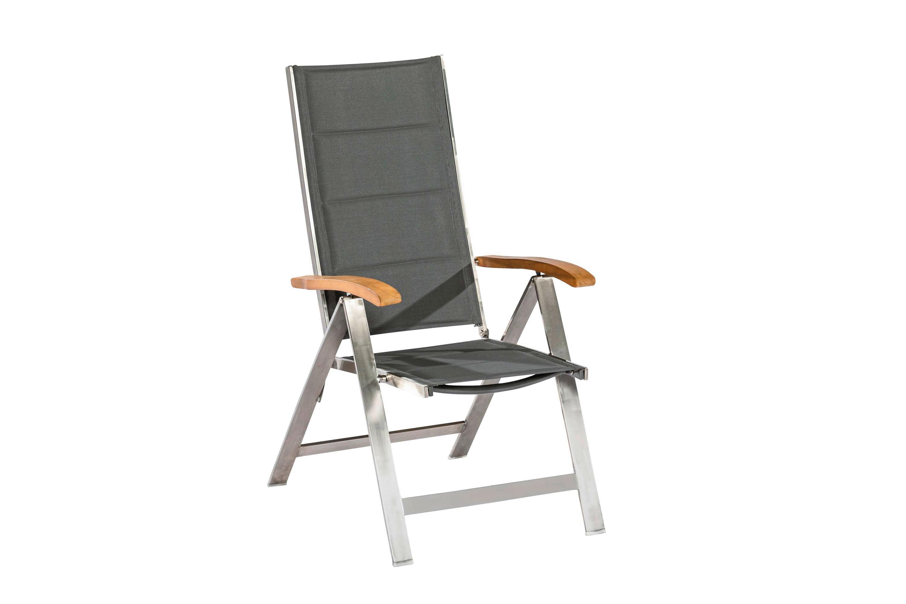 Vrtni Stol Ferrara, Siva - srebrne barve/siva, Konvencionalno, kovina/tekstil (59/110/70cm) - Gardenson
