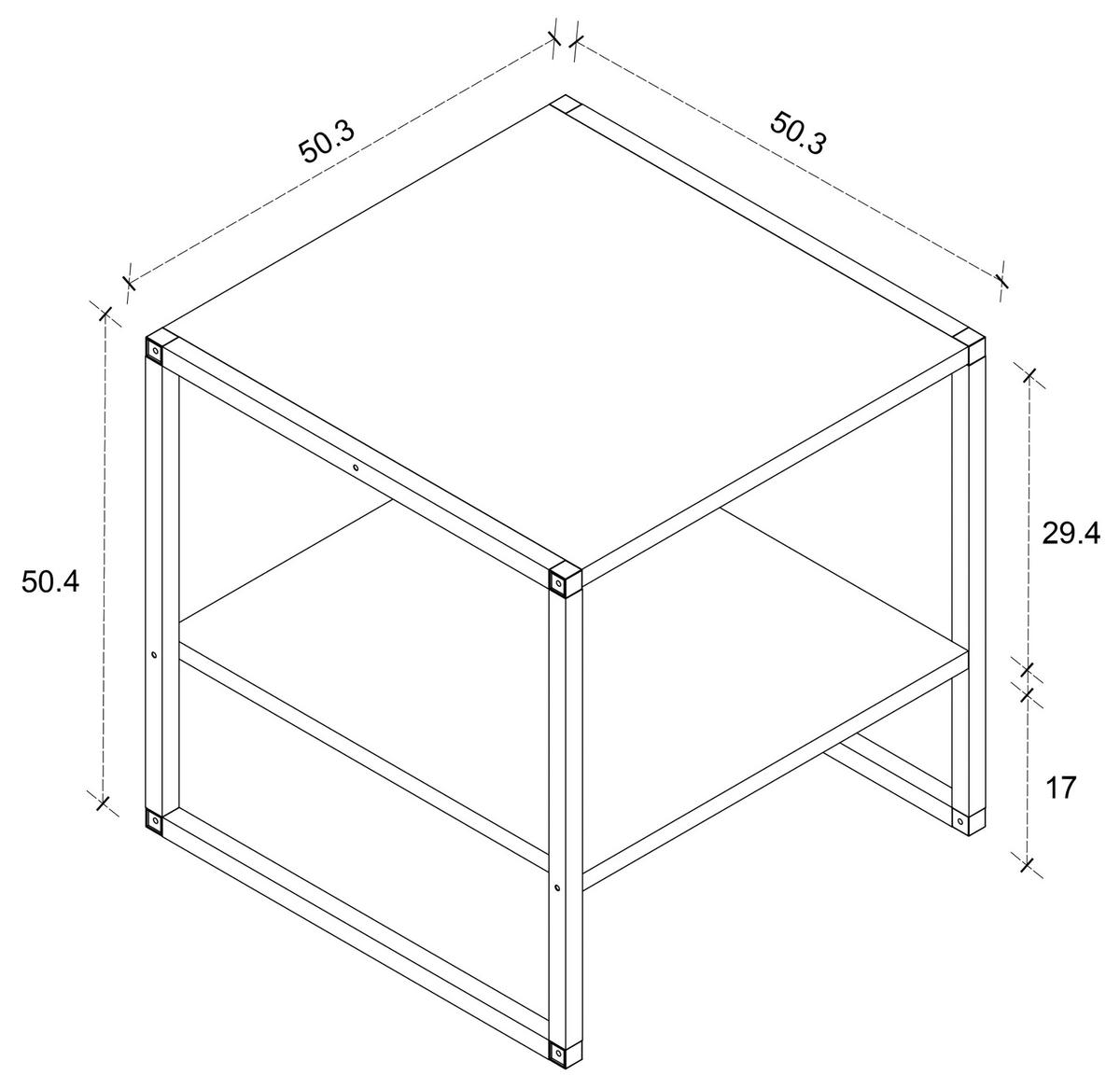 Klubska Miza Insasi M, Barva Hrasta, Črna - črna/medeni hrast, Design, kovina/leseni material (50/50/50cm) - MID.YOU
