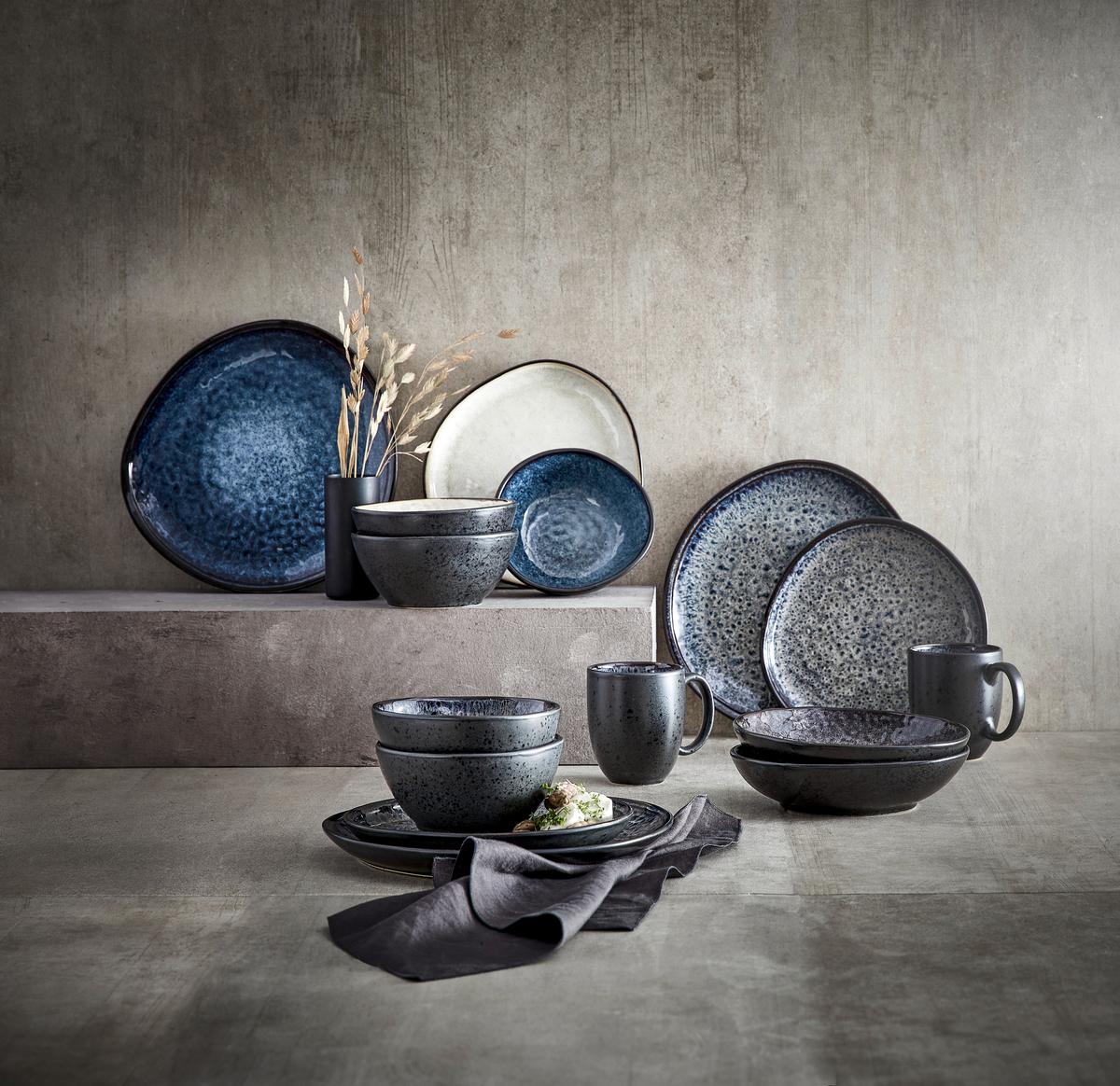SERWIS OBIADOWO-ŚNIADANIOWY 13000 SØREN GREY - szary, Trend, ceramika - Novel