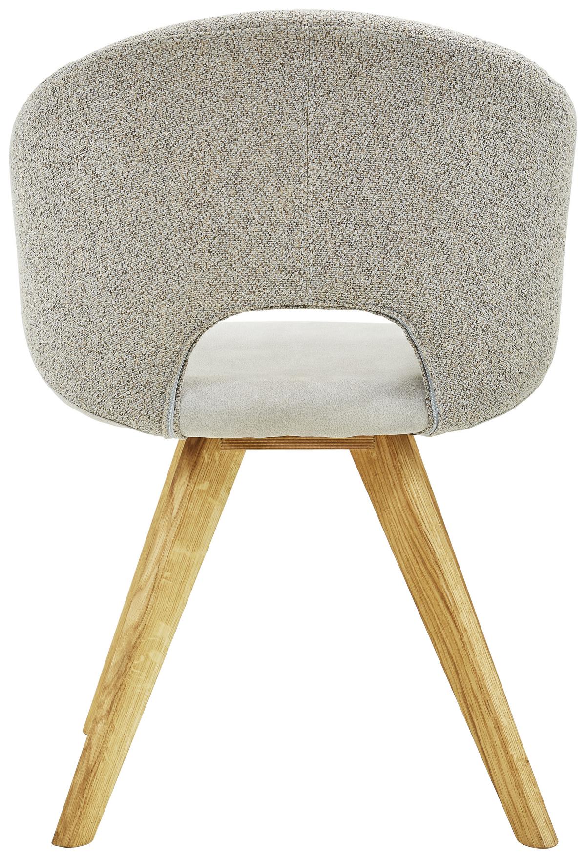 KRZESŁO Z PODŁOKIETNIKAMI RINCON - kolor dębowy/kremowy, Design, tkanina/drewno (58/83/59cm) - Linea Natura
