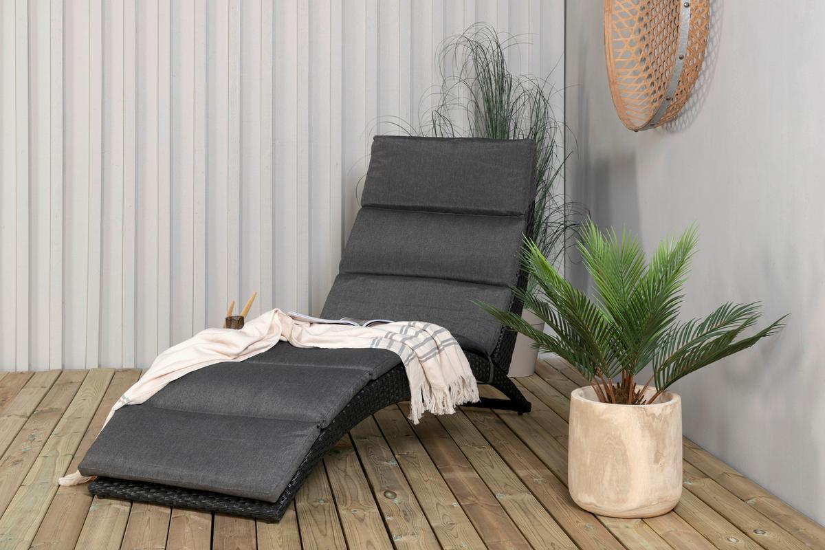 Sonnenliege Archie ca. 64x84x158 cm Schwarz - Schwarz, KONVENTIONELL, Kunststoff (64/84/158cm) - Gardenson