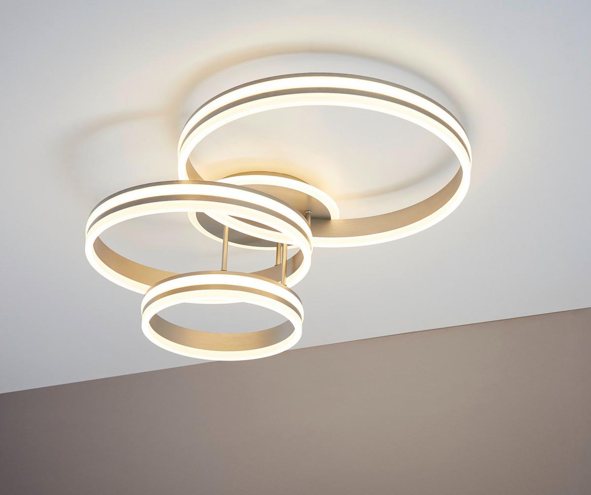 Stropna Led-svetilka Rubio, S Sijalko - siva/opal, Design, kovina/umetna masa (80/60/20cm)