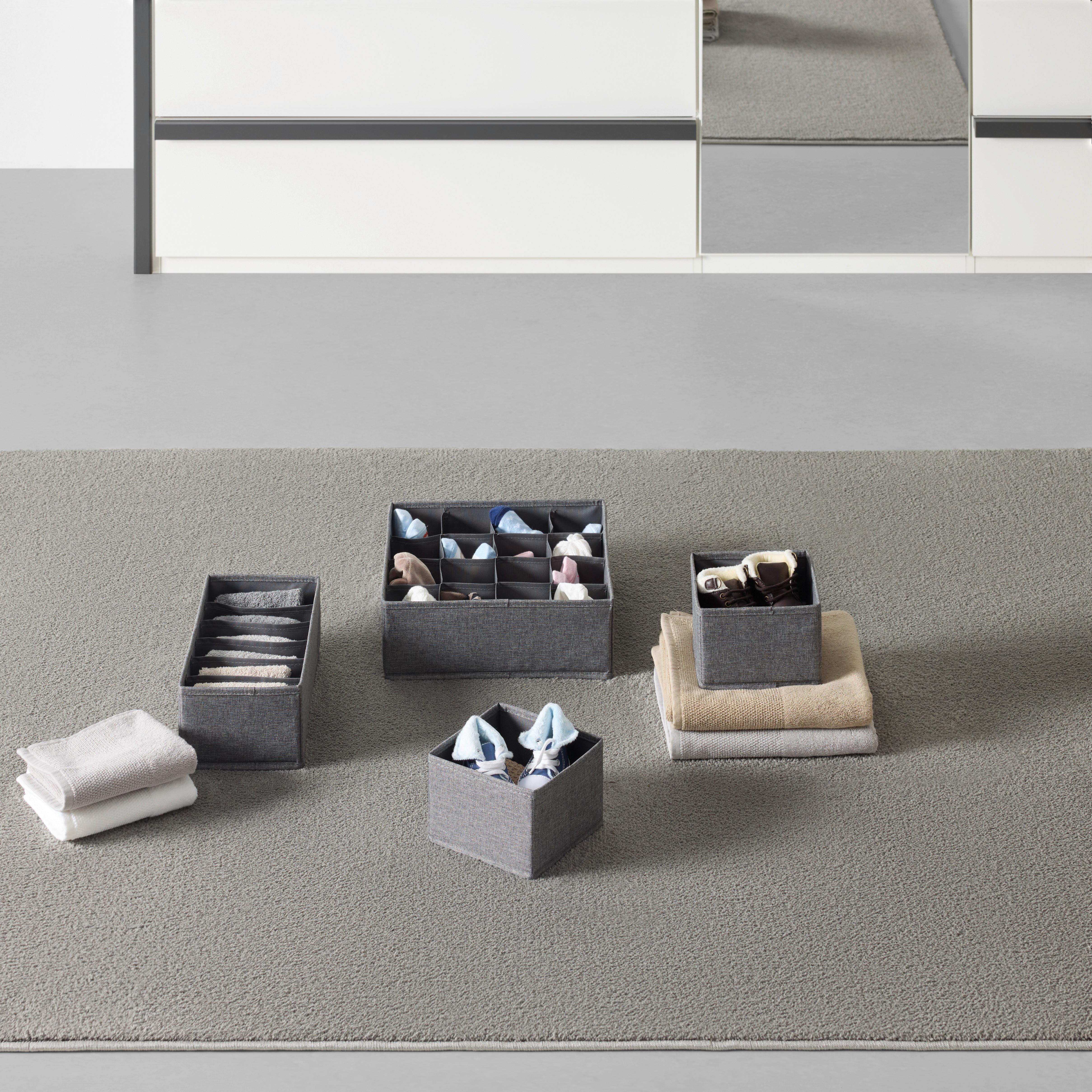 FÖRVARINGSLÅDOR SET MONK - mörkgrå, Modern, papper/textil - Mömax