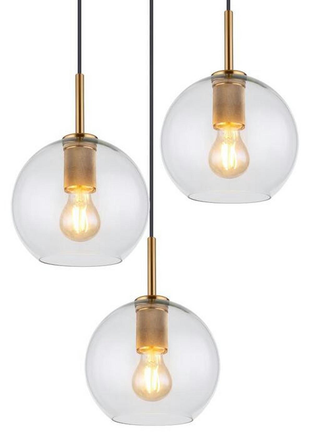 Viseća Svjetiljka Adara - boje mjeda/prozirno, Design, staklo/metal (47/120cm) - Globo