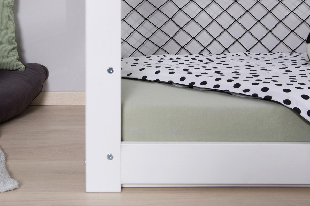 Postelja Soccer, 90x200cm, 1x Letveno Dno, 1x Vzmetnica - bela/naravne barve, Moderno, tekstil/les (90/200cm) - MID.YOU