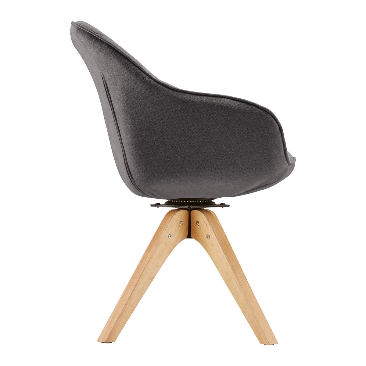Armlehnstuhl Leonie Grau Webstoff Drehbar Gepolstert - Eichefarben/Grau, MODERN, Holz/Textil (60/84/61cm) - Bessagi Home