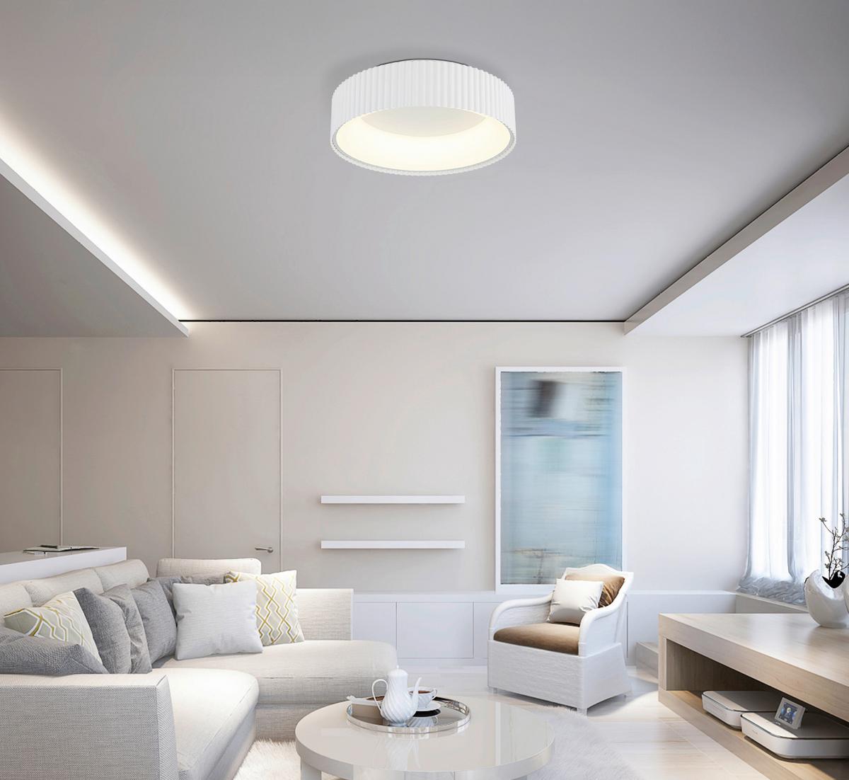 LED-DECKENLEUCHTE 15924DW KEMP - Weiss, Basics, Kunststoff/Metall (46/13cm) - Globo