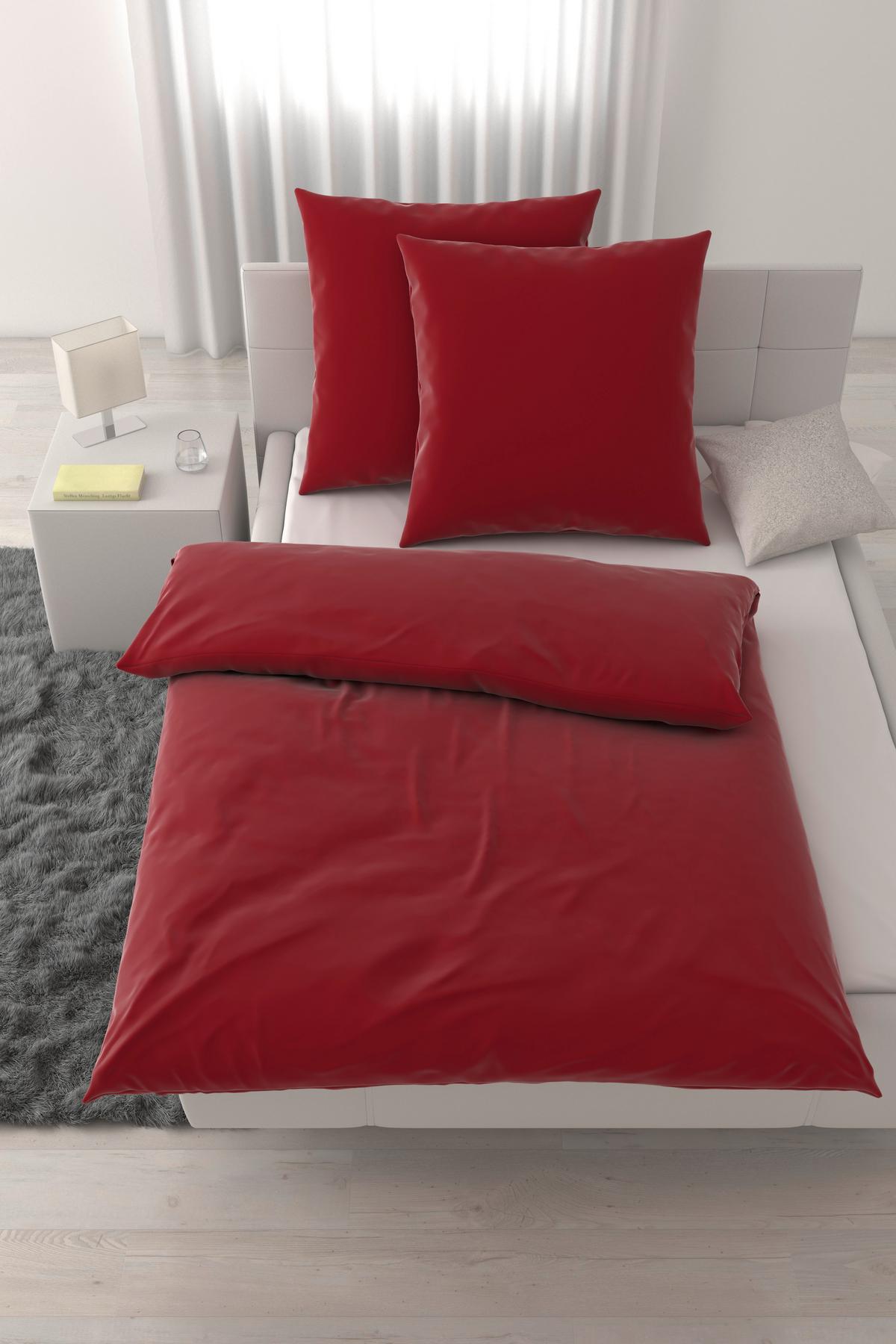 Bettwäsche Xenia Uni XXL Rot ca. 200x200cm - Rot, MODERN, Textil (200/200cm) - Premium Living