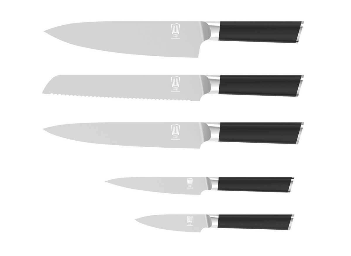 BLOK NA NOŻE 23360 - kolor srebrny/czarny, Basics, tworzywo sztuczne/metal (37/29,3/12cm) - Chefkoch+Fackelmann