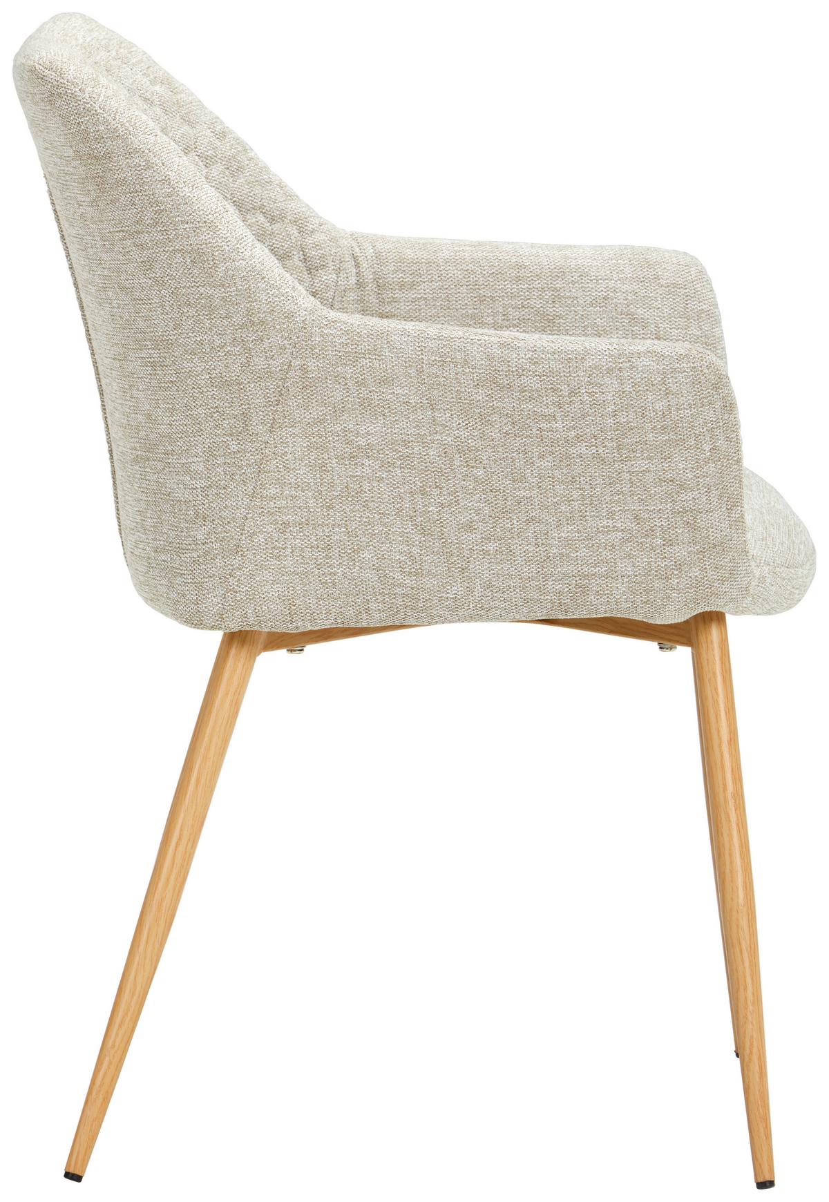 KRZESŁO Z PODŁOKIETNIKAMI LARA - beżowy/kolor dębowy, Konventionell, metal/drewno (56,5/80/58cm) - Livetastic