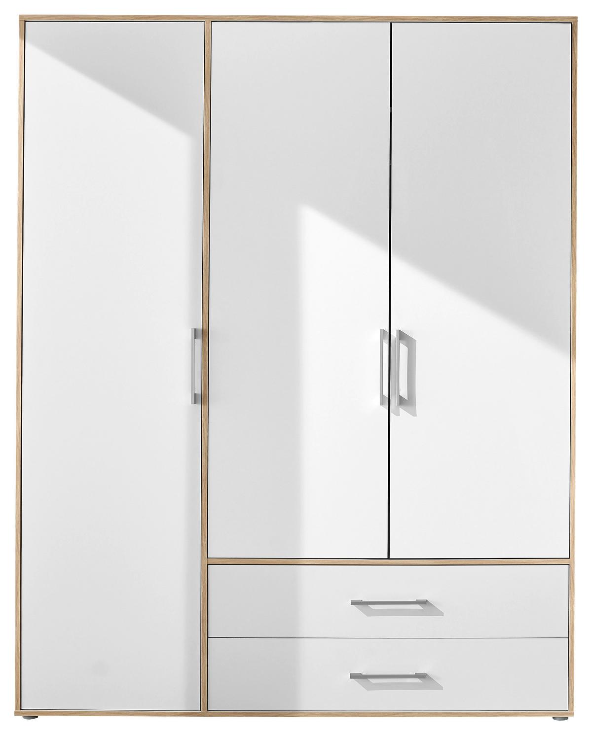Kleiderschrank Lembo Weiß/Eiche Artisan - Alufarben/Weiß, KONVENTIONELL, Holzwerkstoff/Kunststoff (155/195/60cm) - Based