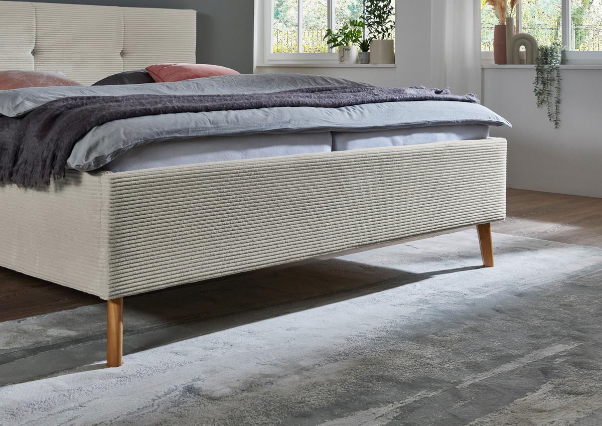 Polsterbett Meila in Beige ca. 180x200cm - Eichefarben/Birkefarben, KONVENTIONELL, Holz/Textil (180/200cm) - Premium Living