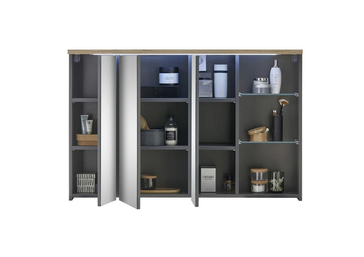 Spiegelschrank Memphis Grau - MODERN, Glas/Holzwerkstoff (110/70/23cm) - Mömax