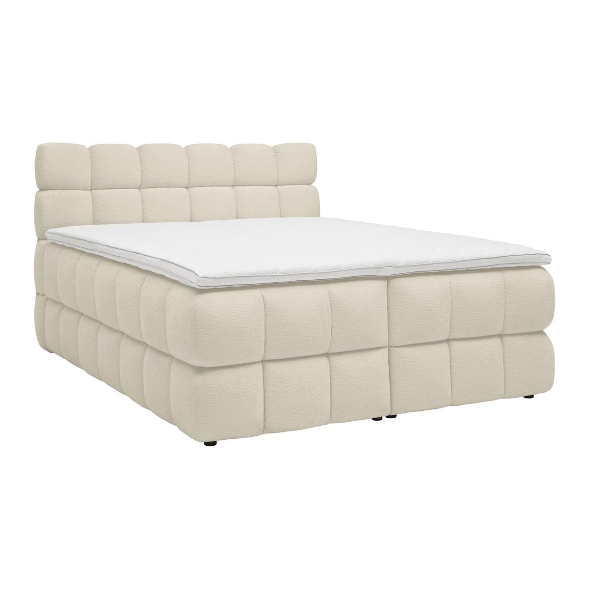Boxspringbett Bubble Box Taupe ca. 180x200cm - Beige/Schwarz, Konventionell, Holz/Textil (180/200cm) - Premium Living