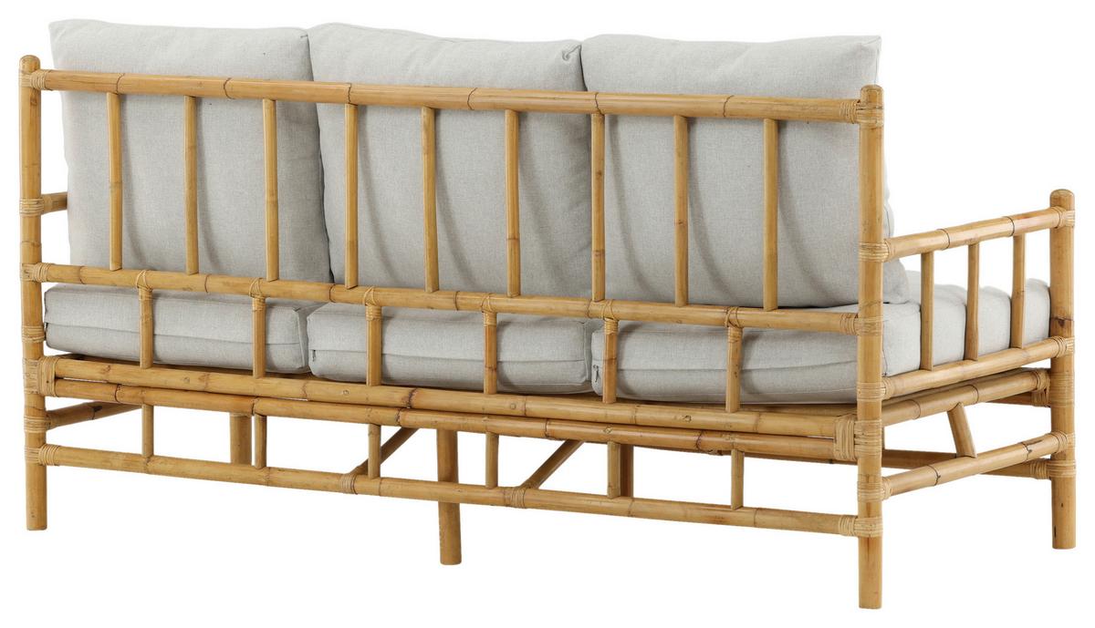 Loungesofa Cane Bambus Rattan ca. 180x77 cm - Hellbraun/Creme, KONVENTIONELL, Holz/Textil (180/88/77cm) - Gardenson