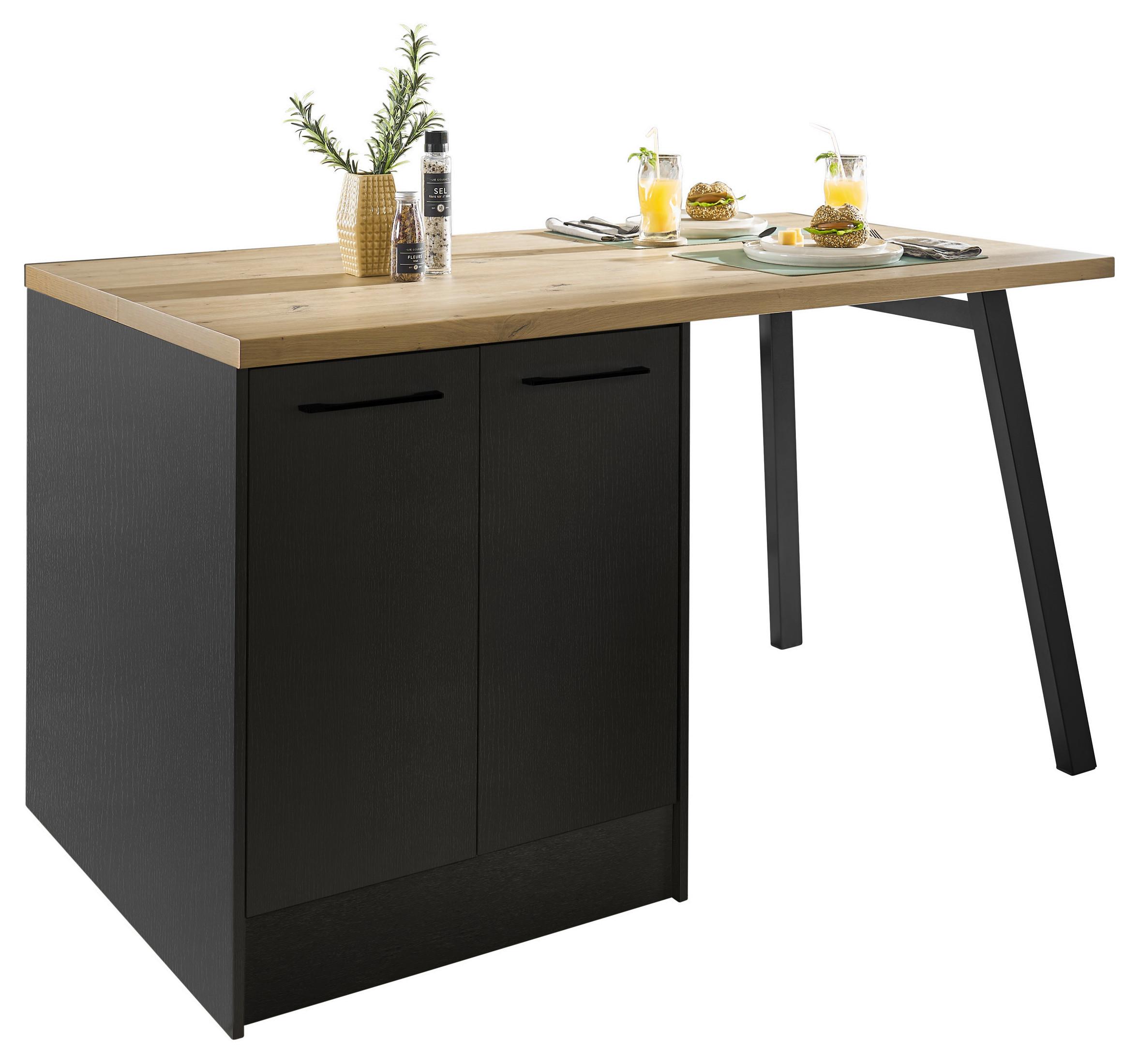 Kücheninsel TURIN I in schwarz/Artisan Eiche - Schwarz/Eiche Artisan, MODERN, Holzwerkstoff/Metall (150/91/90cm)