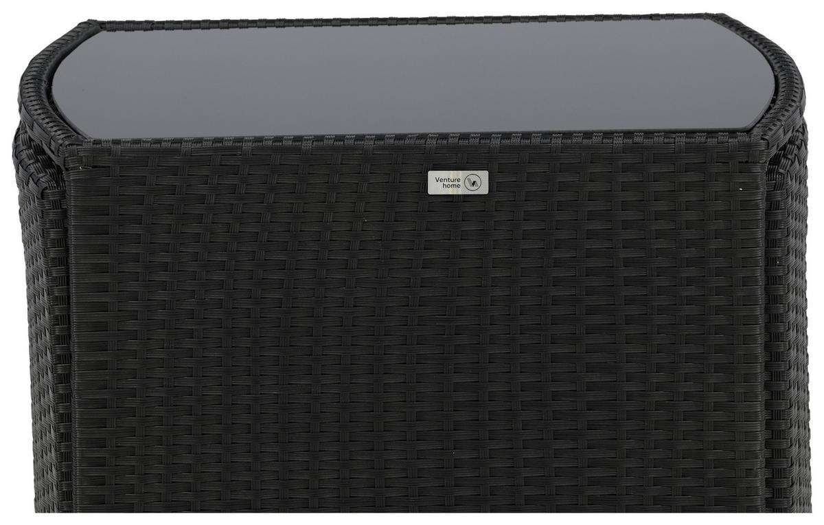 Balkonset Savanna 3-tlg. Grau/Schwarz - Schwarz/Grau, KONVENTIONELL, Kunststoff/Textil - Gardenson