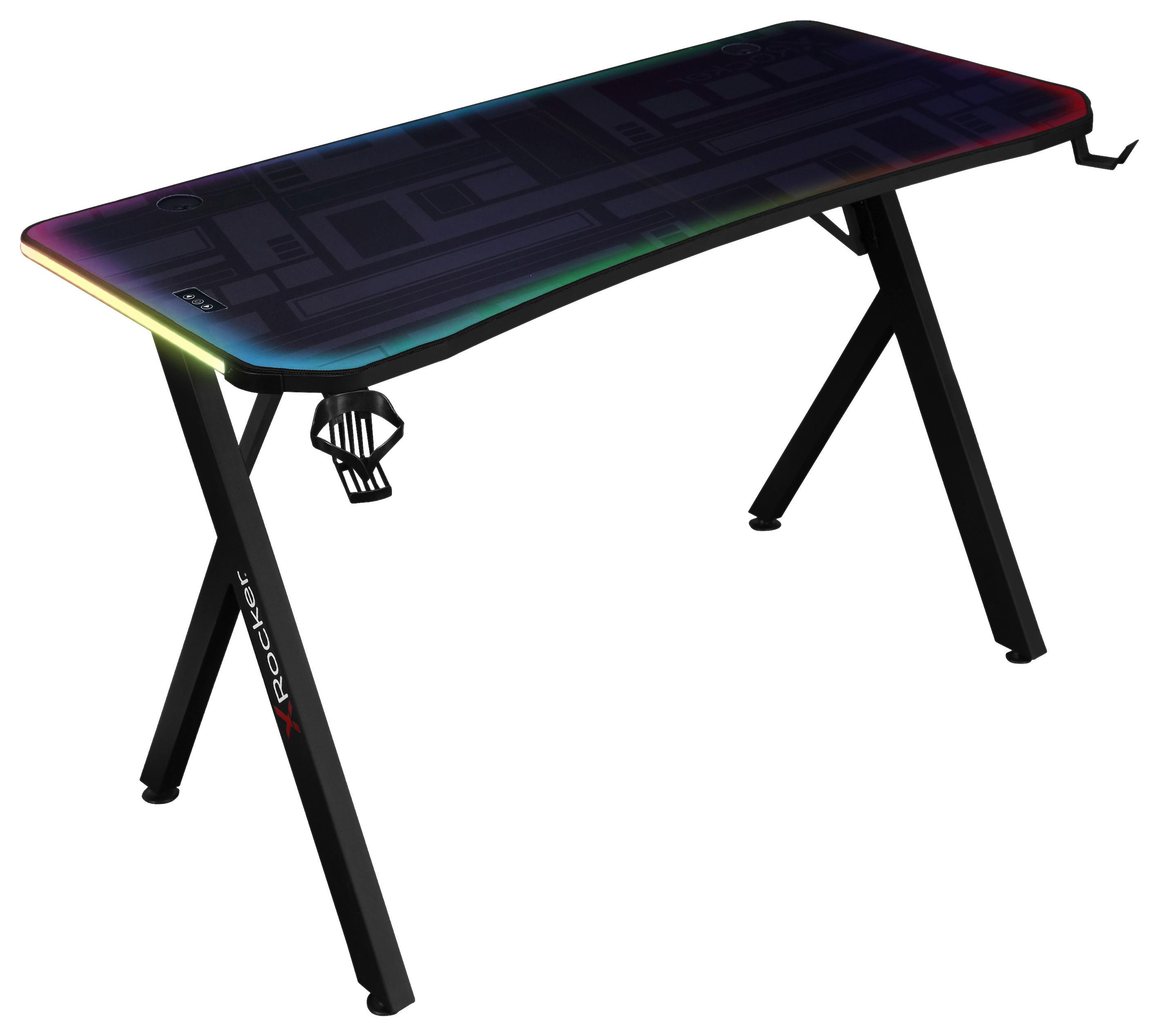 Gamingtisch XR Lumio ca. 110x55x75 cm Schwarz mit LED - Schwarz, MODERN, Holzwerkstoff/Metall (110/55/75cm) - X Rocker