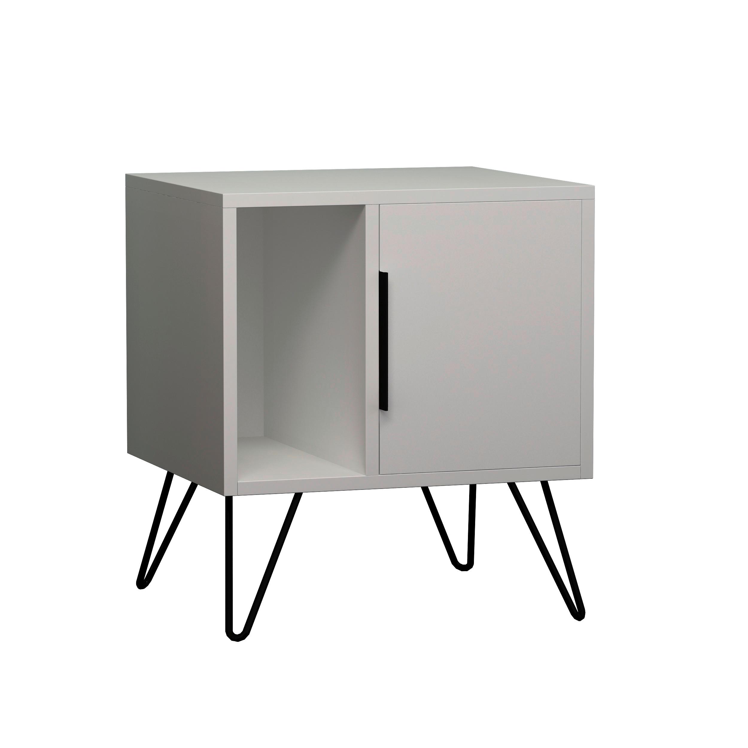NACHTTISCH GLYNN NIGHTSTAND - Weiss, Design, Holzwerkstoff/Metall (50/60/42cm) - Livetastic