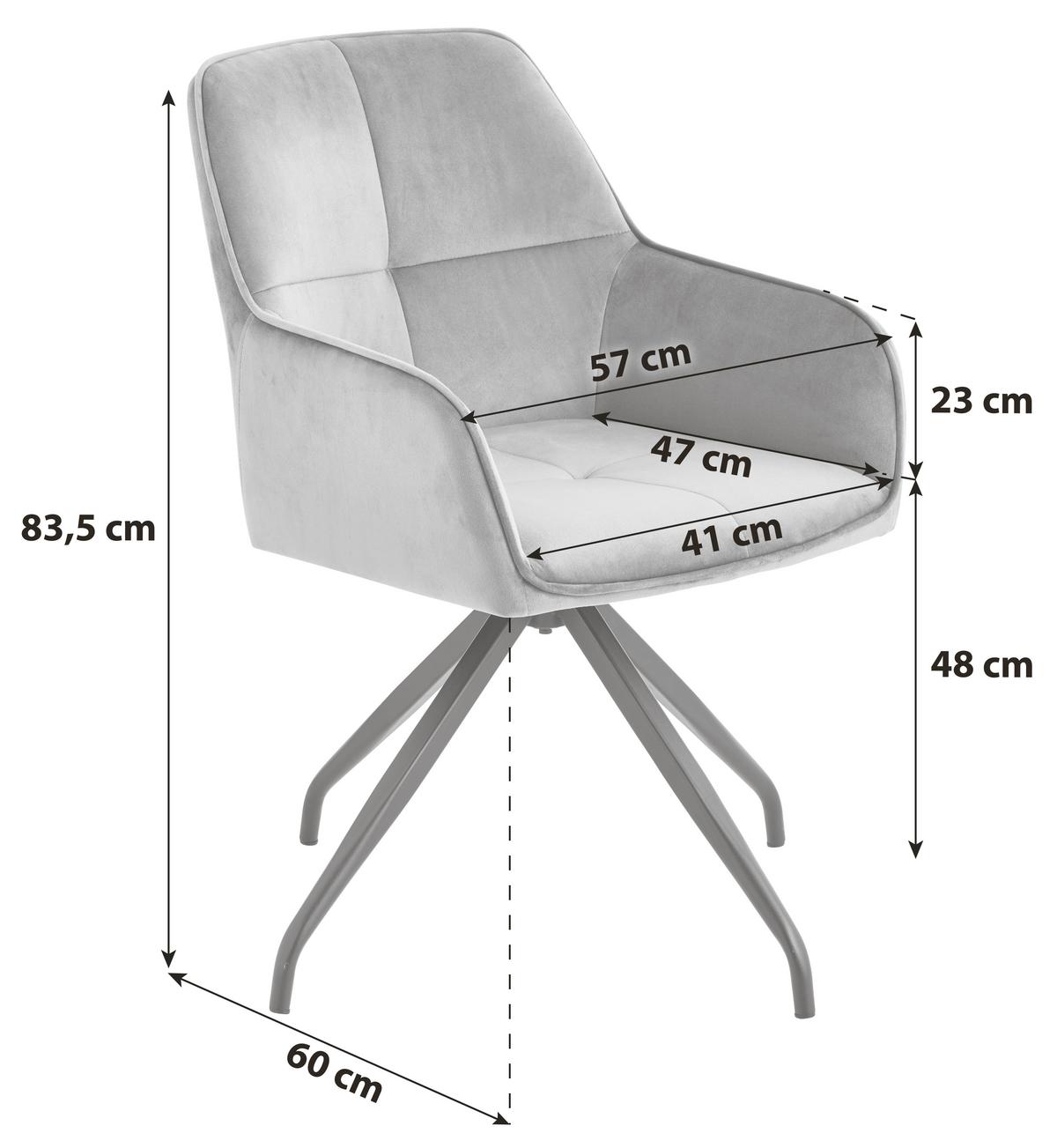 KRZESŁO Z PODŁOKIETNIKAMI RAPALLO - czarny/szary, Modern, metal/drewno (57/83,5/60cm) - Livetastic