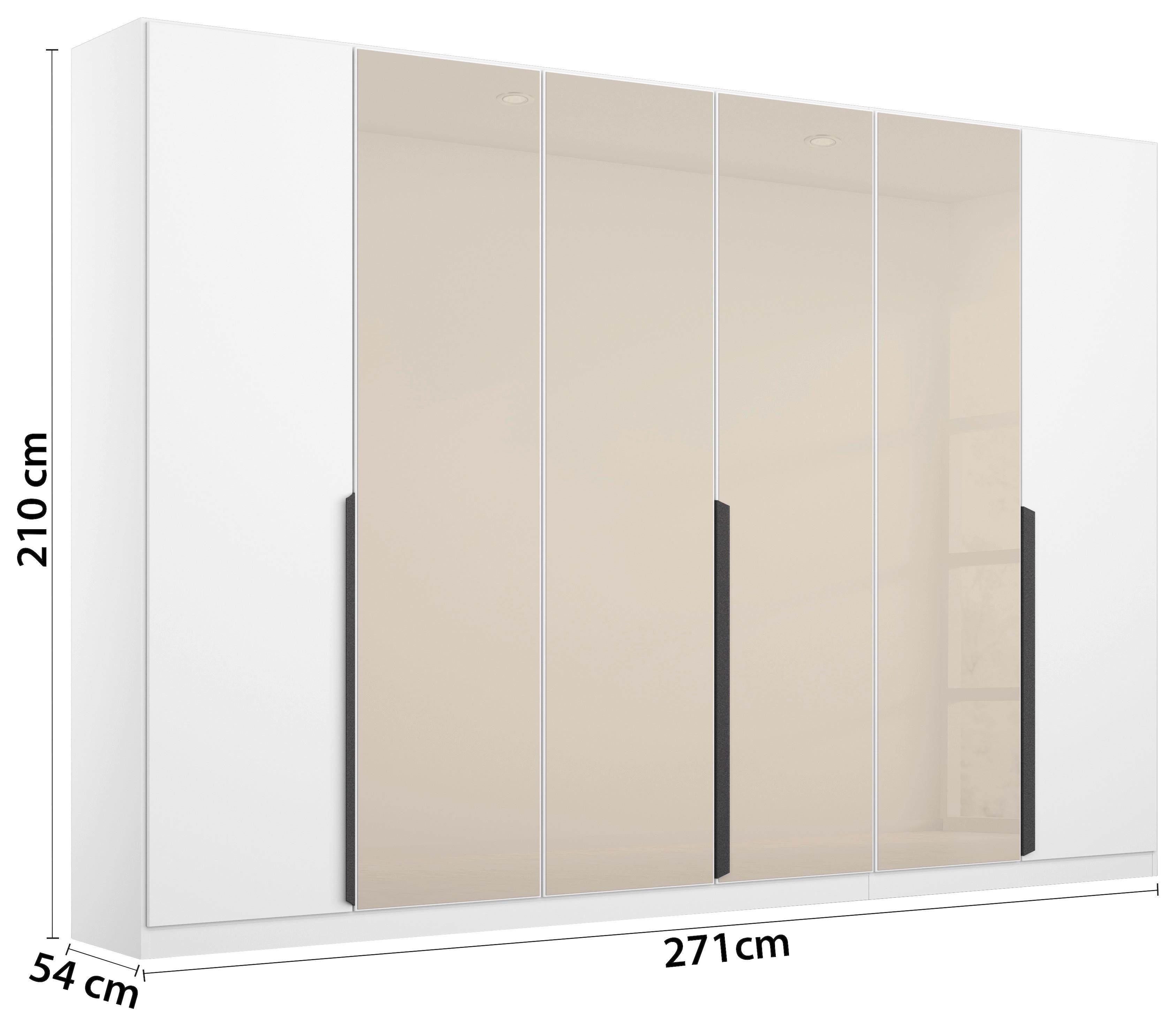 DULAP USI ROTATIVE ARTEMIS - alb/șampanie, Modern, sticlă/material pe bază de lemn (271/210/54cm) - Modern Living