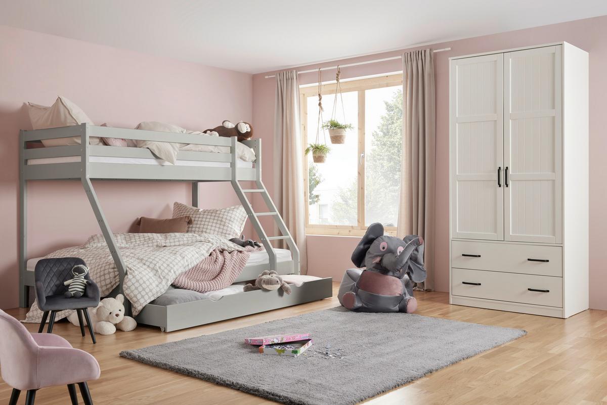 Etagenbett Denis Grau ca. 90x200 / 140x200cm - Grau, Modern, Holz (205/157/152cm) - Zandiara