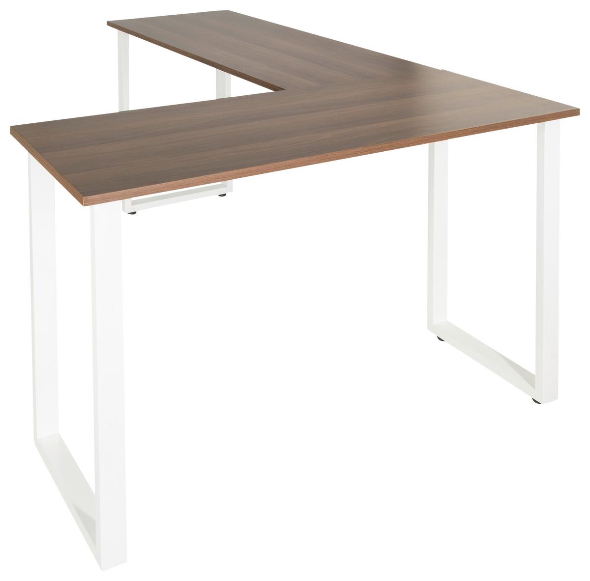 Kotna Pisalna Miza Workspace Basic I, Barva Oreha, Bela - barva oreha/bela, Basics, kovina/leseni material (165/120/75cm) - MID.YOU
