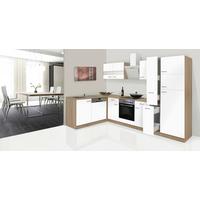 Eckküche Economy ca. 172x310cm Weiß/Eichefarben - Eichefarben/Weiß, Basics, Glas/Holzwerkstoff (172/310cm) - Respekta