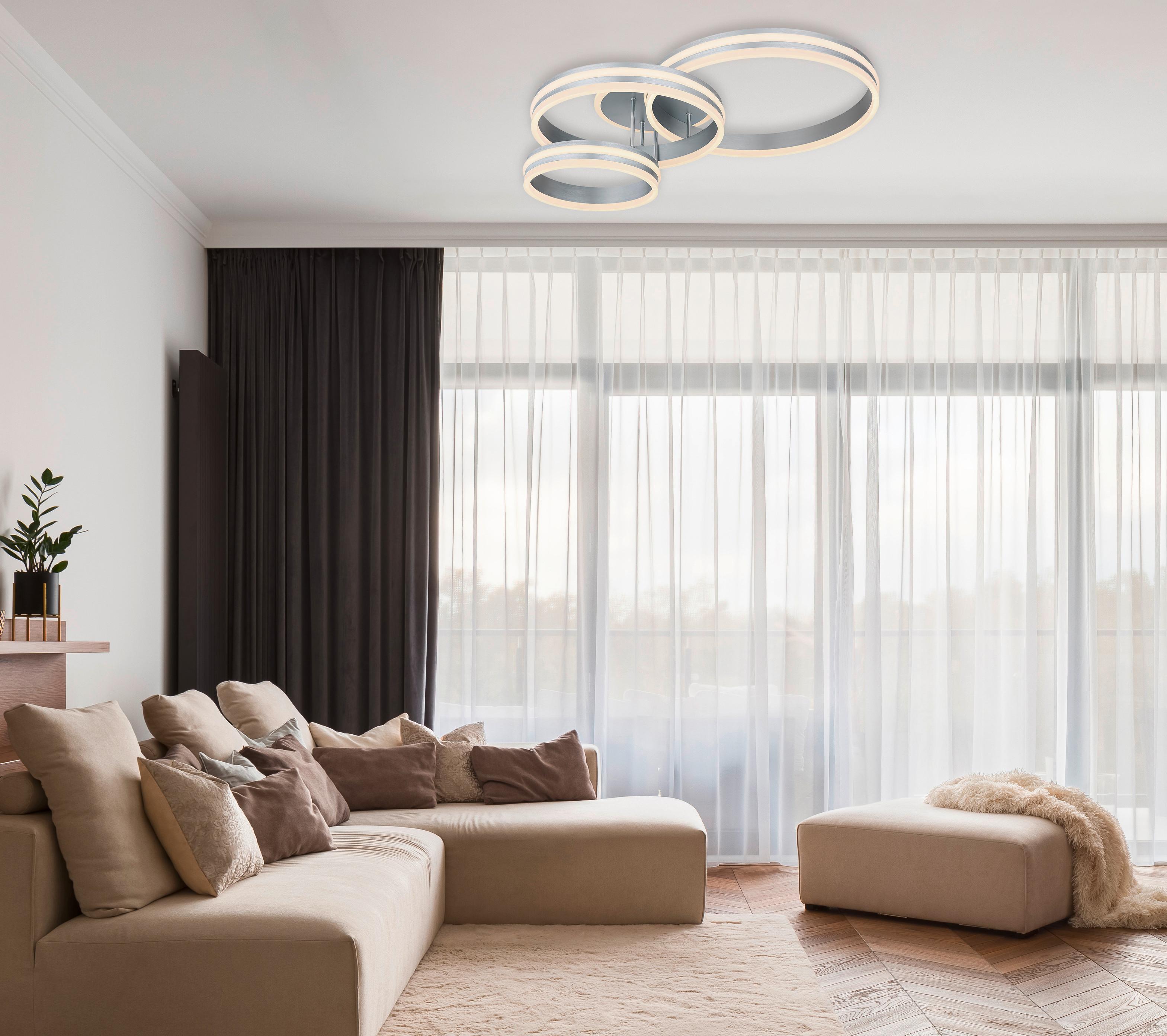 LED-Deckenleuchte Rubio max. 72 Watt - Opal/Grau, Design, Kunststoff/Metall (80/60/20cm)