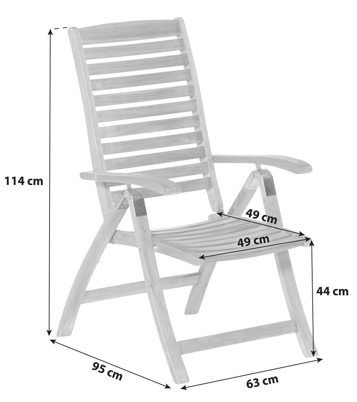 Zložljiv Vrtni Stol Paraiba, Akacija, Masivno - barve akacije, Romantika, les (63/114/95cm) - Gardenson