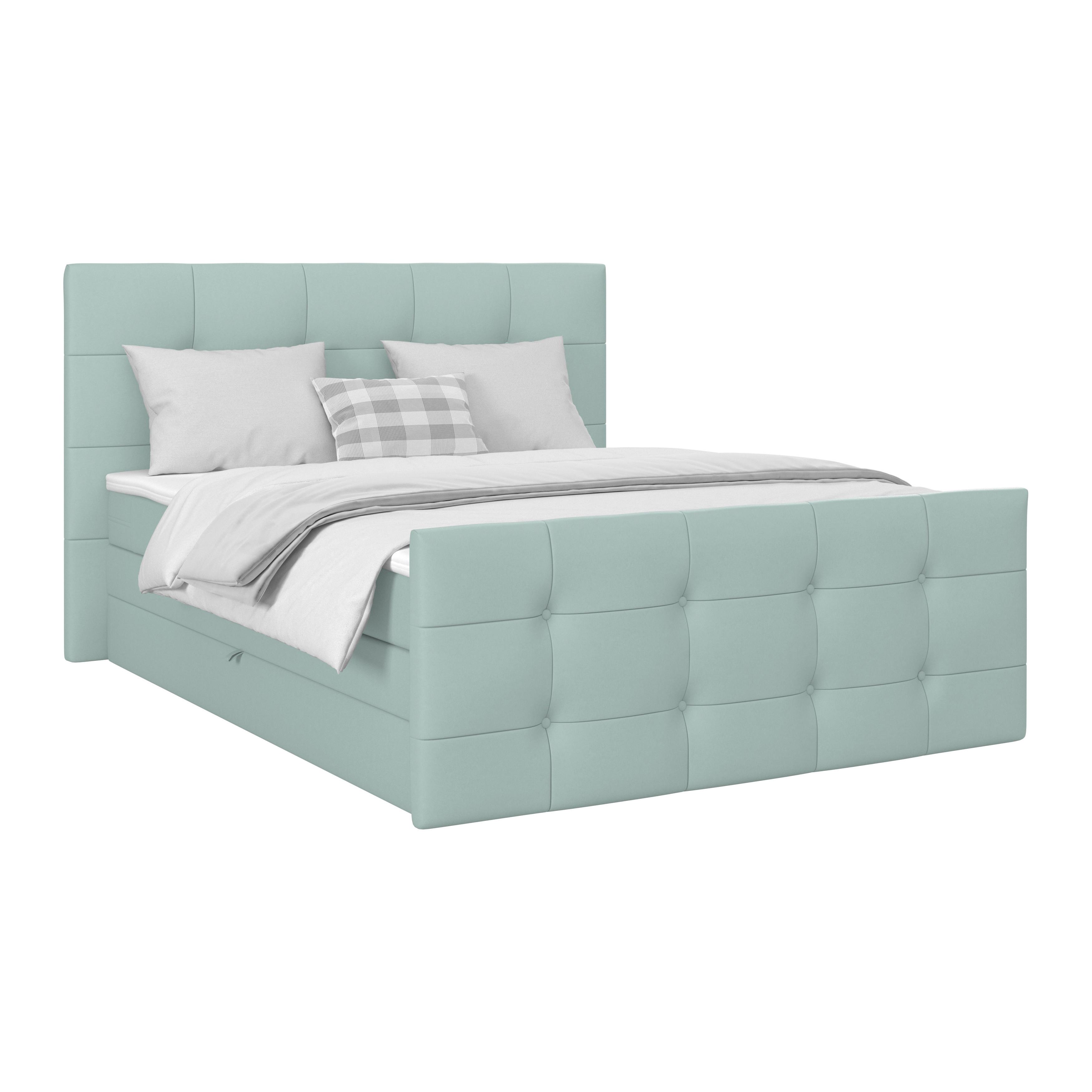 Boxspring Krevet Josie C - crna/boje žada, Moderno, drvni materijal/drvo (180/200cm) - Based