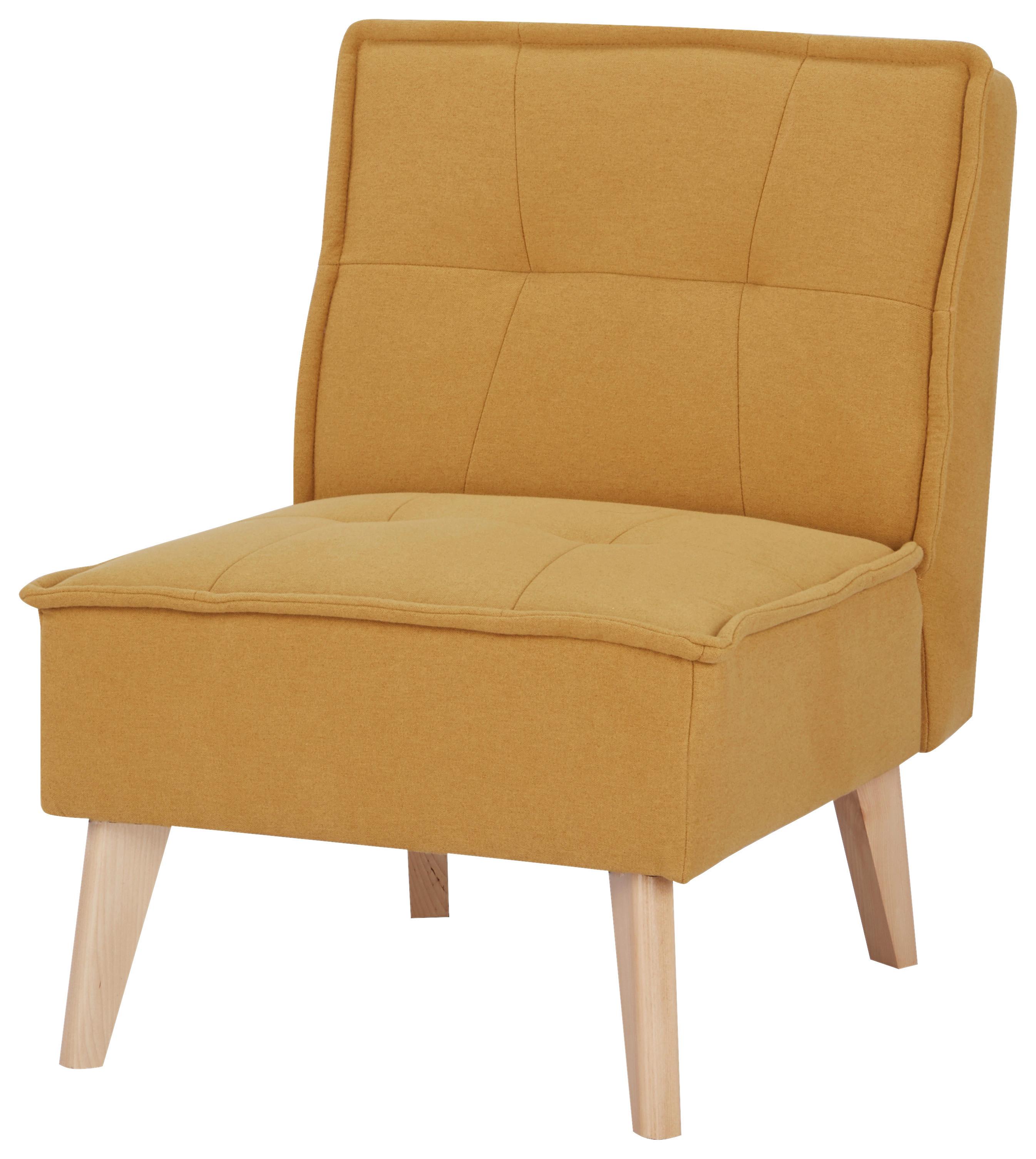 Fotelj Elba, Rumena - rumena/naravne barve, Basics, tekstil/les (60/78/75cm) - MID.YOU