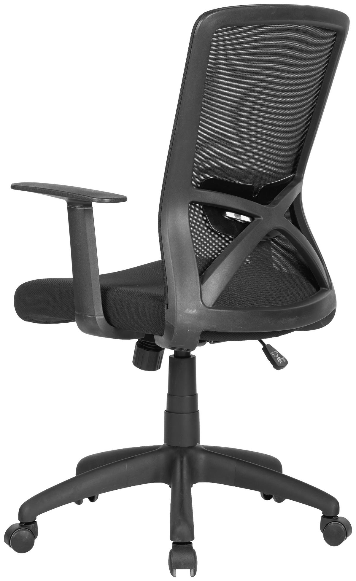 Drehstuhl Long Schwarz - Schwarz, MODERN, Kunststoff/Textil (52,5/95,5-103/60,5cm) - MID.YOU